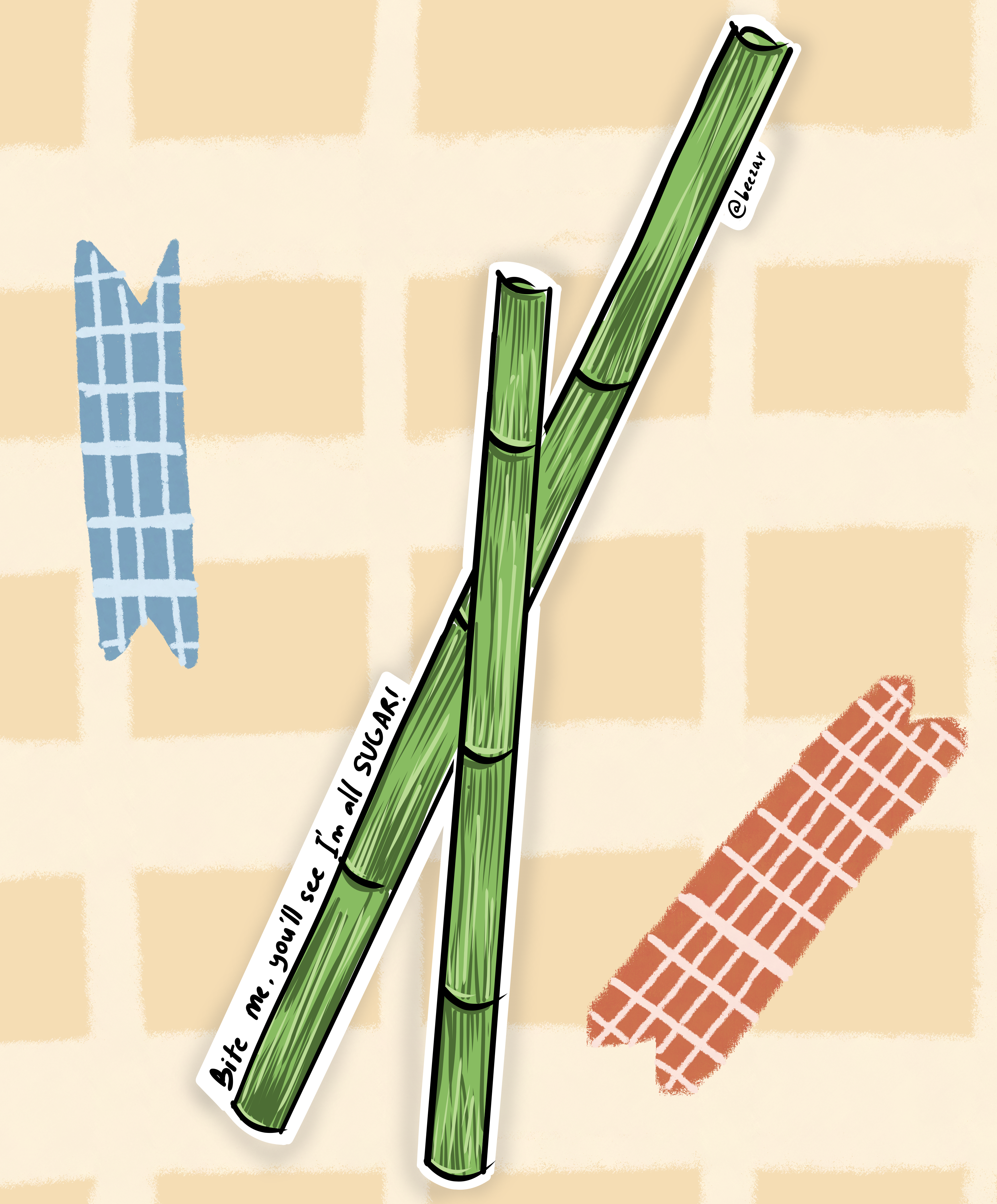 Sassy Sugarcane – Laminated Sticker