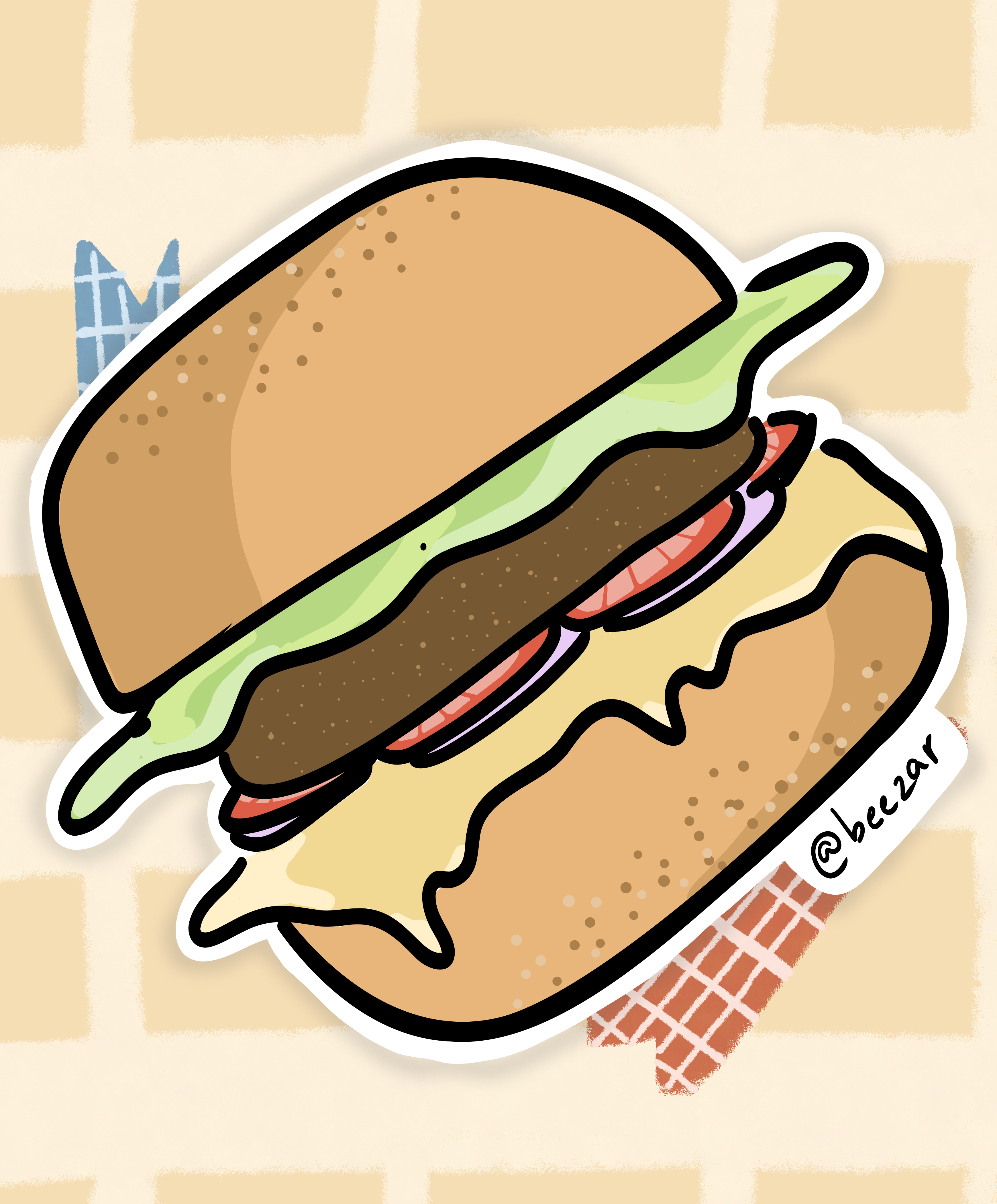 Burger – Laminated Sticker