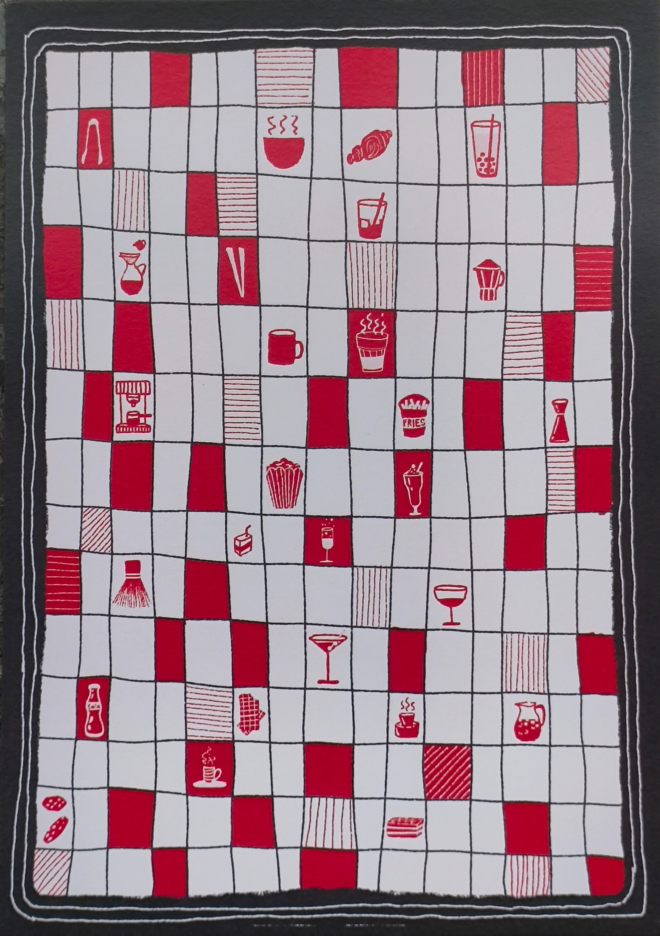 Checkers Cozy Drinks — A5 Art Print